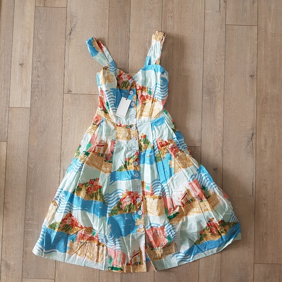 NWT Emily & Fin x Modcloth Road Trip Rendezvous Summer Sleeveless Midi Dress… - Picture 4 of 12